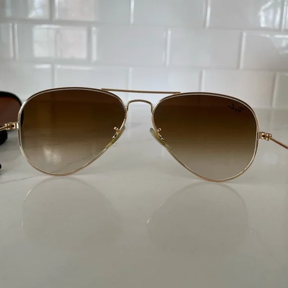 Ray-Ban Aviator Gold and Brown Sunglasses - Picture 7 of 14